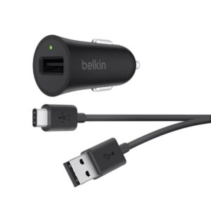 Belkin Car Charger + Cable, F7U032bt04-BLK, 4ft/1.2M USB-A to USB-C