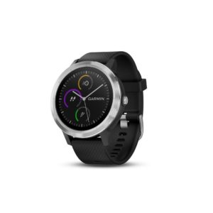 Ceas Smartwatch Garmin vivoactive 3, GPS, Argintiu, curea silicon neagra
