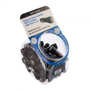 Borcan Serioux, incarcator de masina 1xUSB 2.1A, 1x1A, 50buc, negru
