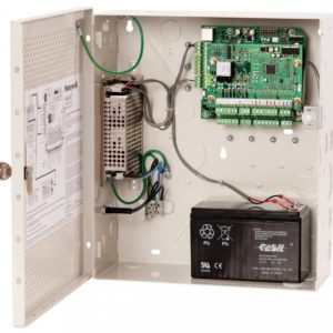 Centrala de acces Honeywell NetAXS-123 NX2MPS suporta 6cititoarepentru3usi, contine cutie