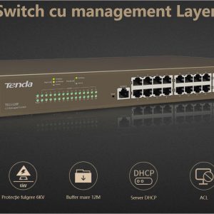 Switch Tenda TEG5328F, 24 port, 10/100/1000 Mbps