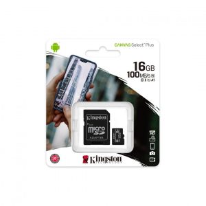 MicroSD Kingston, 16GB, Select Plus, Clasa 10 UHS-I Performance, R: