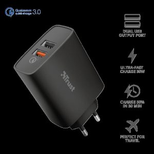 Incarcator rapid pentru perete Qmax 30W Ultra-Fast Dual USB Wall