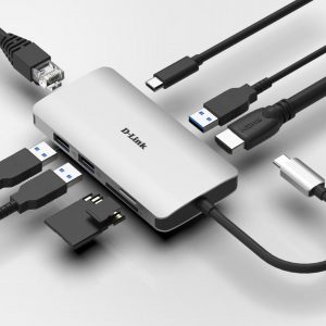 D-Link 8-in-1 USB-C Hub with HDMI/Ethernet/Card Reader/Power Delivery, DUB-M810, x3