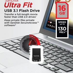 Memorie USB Flash Drive SanDisk Ultra Fit, 16GB, USB 3.1
