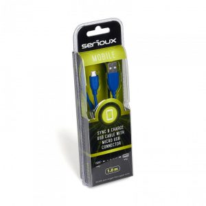 Cablu de date/incarcare Serioux, port microUSB, 1m, albastru