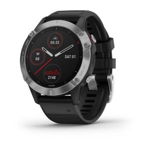 Ceas Smartwatch Garmin Fenix 6 Silver, GPS, Black Stainless steel