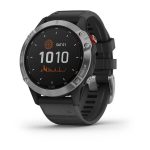 Ceas Smartwatch Garmin Fenix 6, GPS, Solar Silver/Black Band