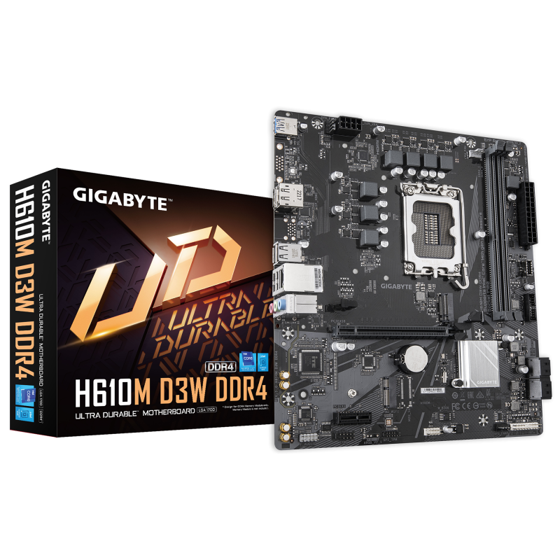 Placa de baza Gigabyte H610M D3W, Socket 1700, DDR4, Micro-ATX