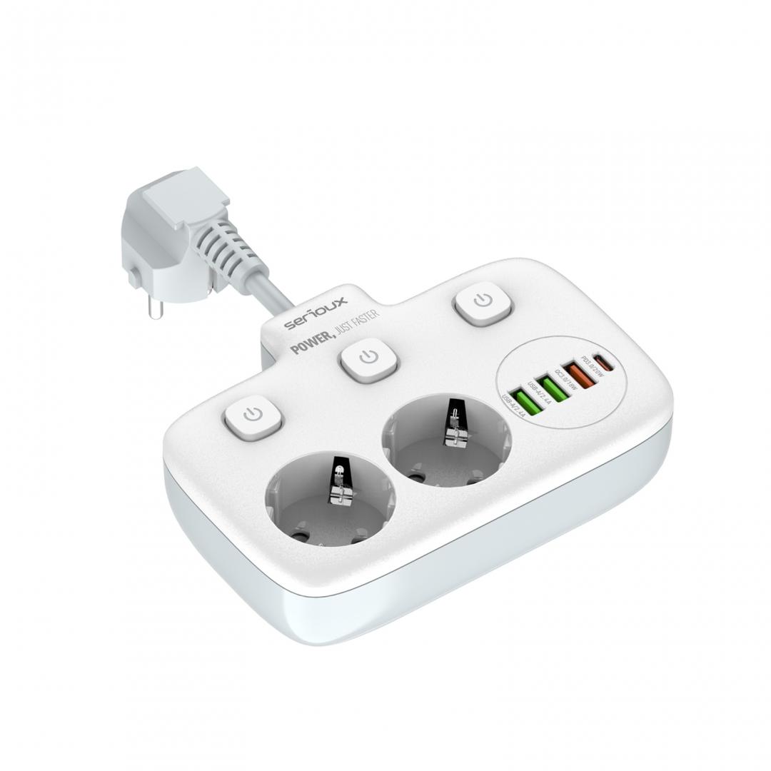 Prelungitor tip priza cu protectie Serioux Quick Charge 3.0, - Image 5